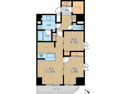 シティラックスヨコハマ(2LDK/8階)の間取り写真