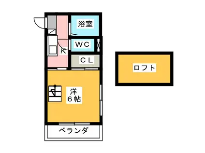 オトワサイド(1K/1階)の間取り写真