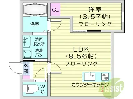 PORT TOWN(1LDK/1階)の間取り写真