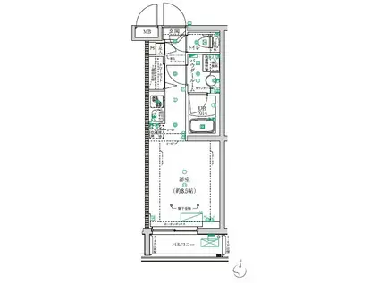 クラリッサ川崎梶ヶ谷(ワンルーム/1階)の間取り写真