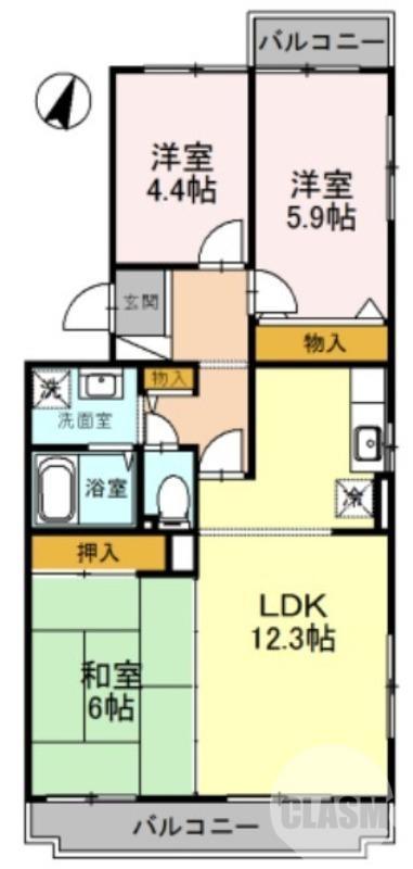 オースター6番館(3LDK/2階)の間取り写真