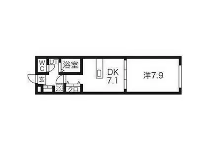 アスコット古川III番館(1DK/1階)の間取り写真