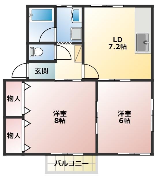 エスティーム中原 A(2DK/2階)の間取り写真