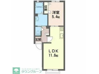 サマンサB(1LDK/1階)の間取り写真