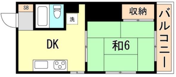 マルタカマンション(1DK/4階)の間取り写真