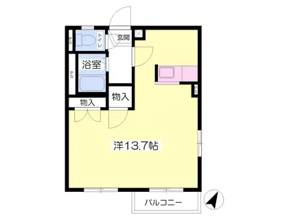 エステート麗 A棟(ワンルーム/2階)の間取り写真