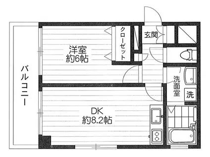 SRビル(1DK/3階)の間取り写真