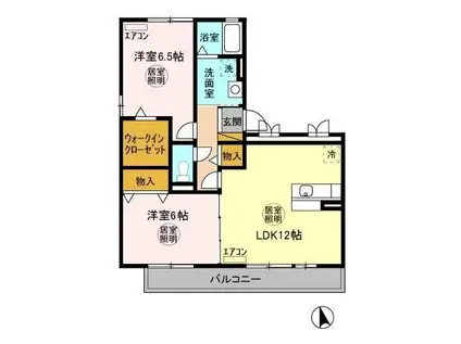 ヒルサイドコート参番館(2LDK/2階)の間取り写真