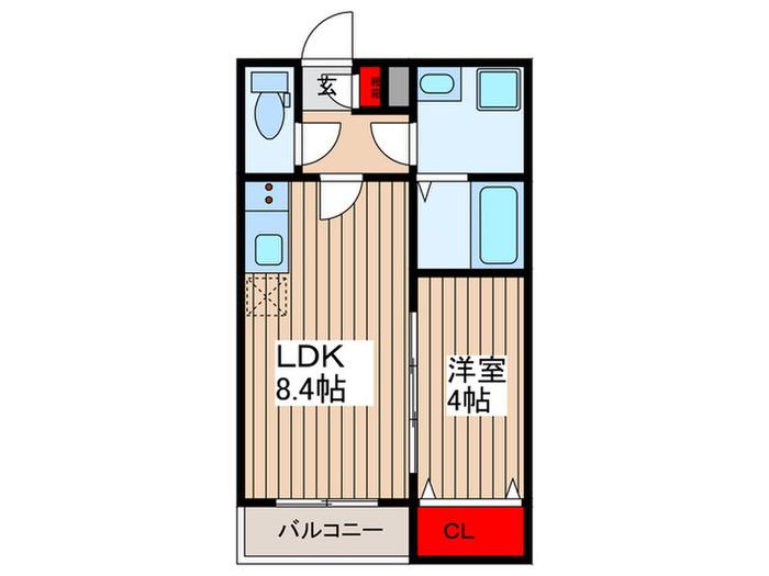 ジーメゾン見沼大和田サウス(1LDK/1階)の間取り写真