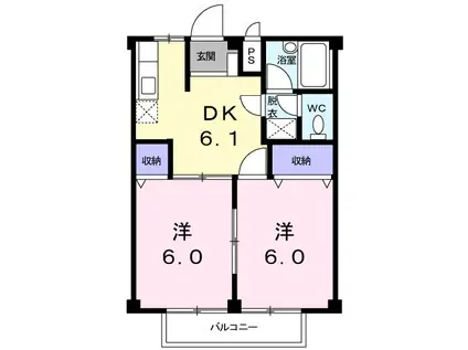 パレラフォーレ(2DK/2階)の間取り写真