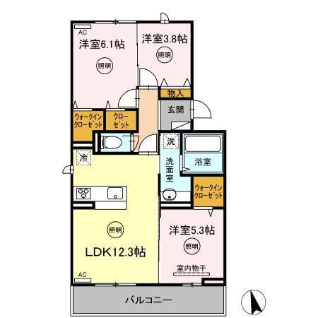 AZLIE(3LDK/2階)の間取り写真