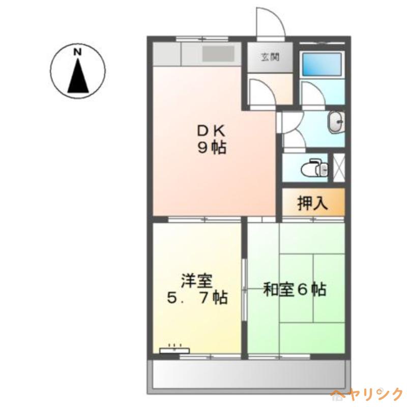 メゾン城土A棟・B棟(2DK/2階)の間取り写真