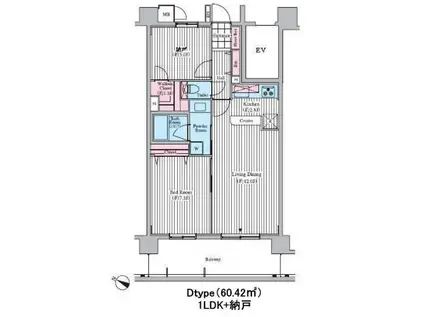 クロスレジデンス東十条(1SLDK/13階)の間取り写真