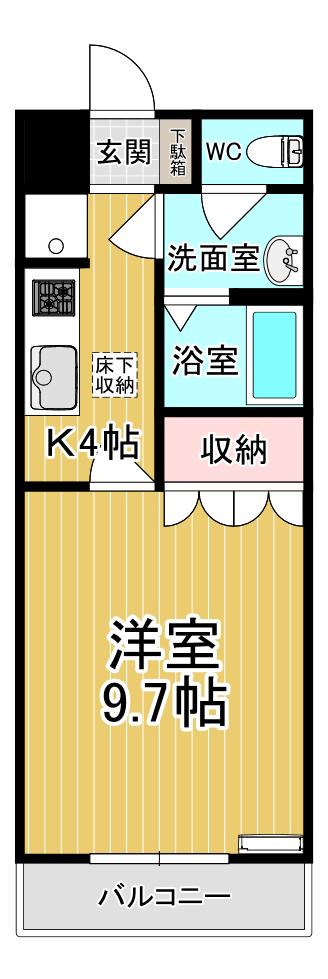 エスポアール SI(1K/1階)の間取り写真