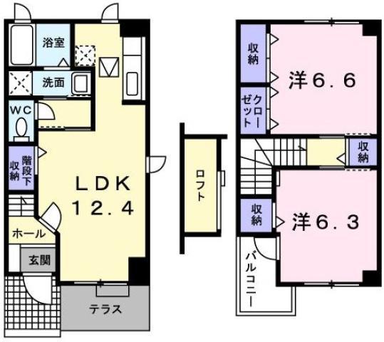 セレーノ城北(2LDK/1階)の間取り写真