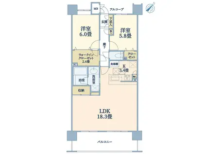 ベイステージ横浜432(2LDK/8階)の間取り写真
