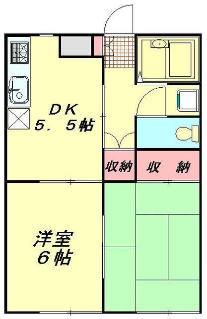 第2コヤノハイツ(2DK/2階)の間取り写真
