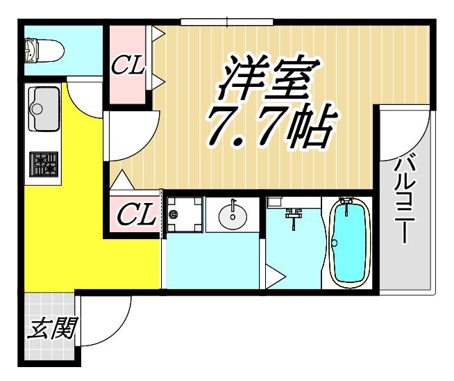 フジパレス阪急武庫之荘駅西V番館(1K/2階)の間取り写真
