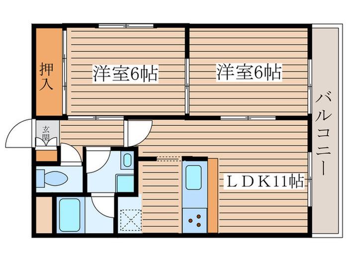 リバーサイド新瑞(2LDK/2階)の間取り写真