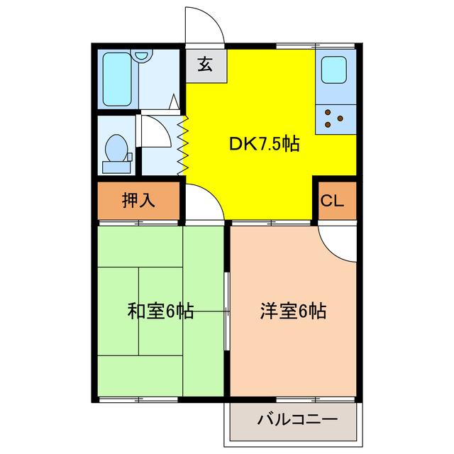 プレズント佐島(2DK/2階)の間取り写真