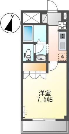 トロワ・ボヌール(1K/2階)の間取り写真