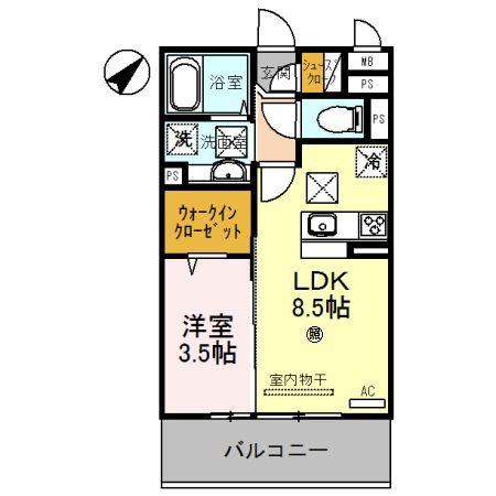 D-ROOM野崎(1LDK/1階)の間取り写真
