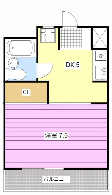 グランパレII(1DK/3階)の間取り写真