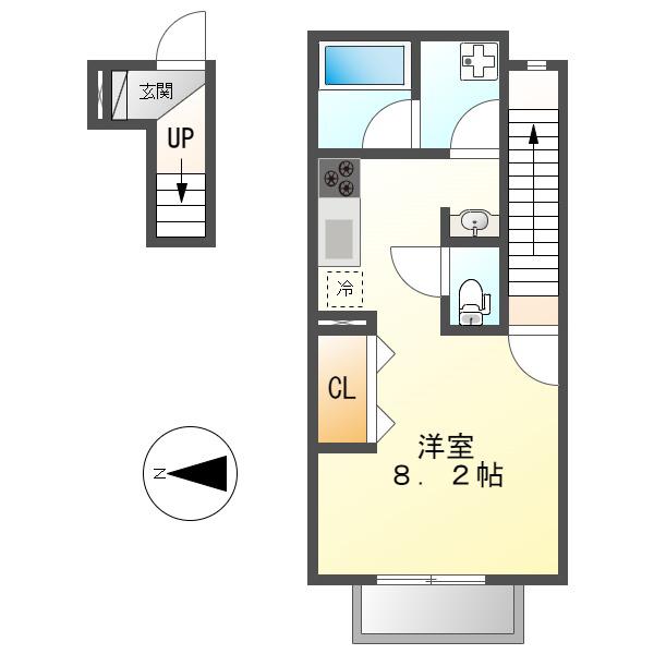 ポートパレス東海通(1K/2階)の間取り写真