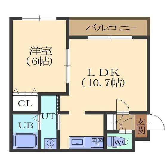 BRILLER五稜郭(1LDK/1階)の間取り写真