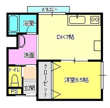 リ・ポーズ21(1DK/4階)の間取り写真