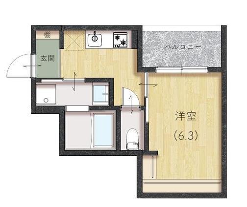 COMFORT三吉南(1K/2階)の間取り写真