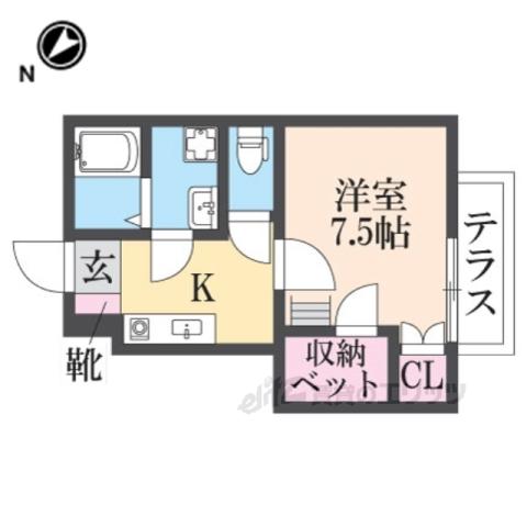 ハイツ華優(1K/1階)の間取り写真