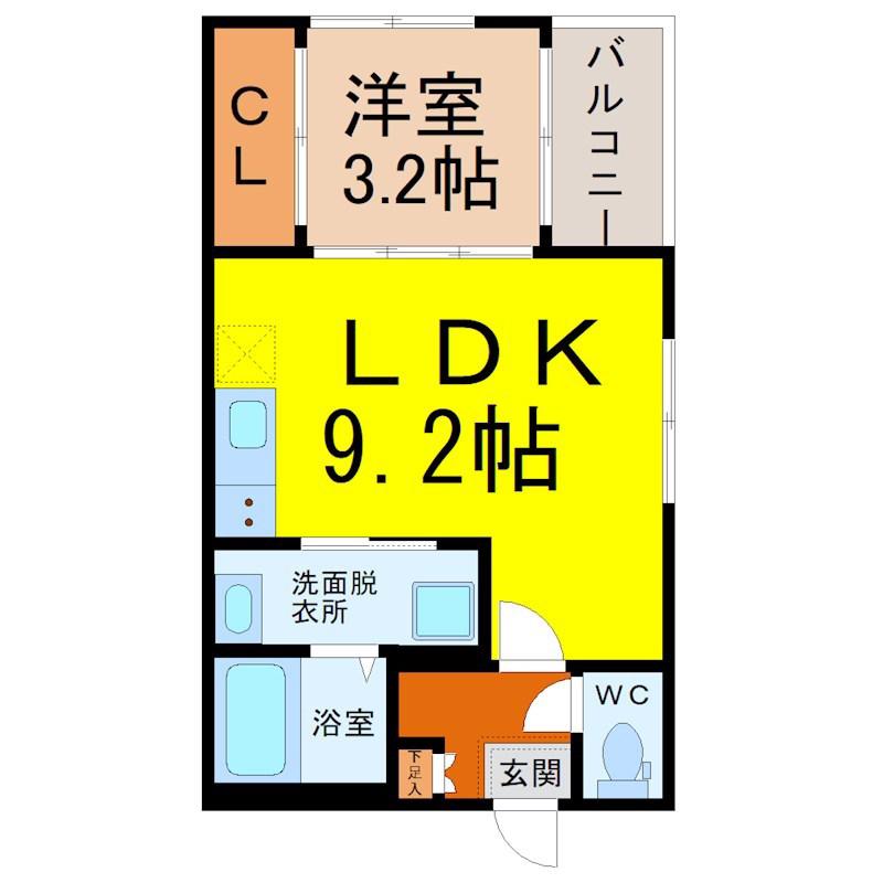 中村区上石川町二丁目Aコーポ(1LDK/1階)の間取り写真