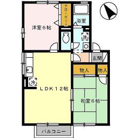 ハイツ末武 I棟(2LDK/2階)の間取り写真