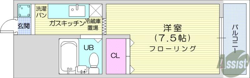 ファーイーストメゾン(1K/4階)の間取り写真
