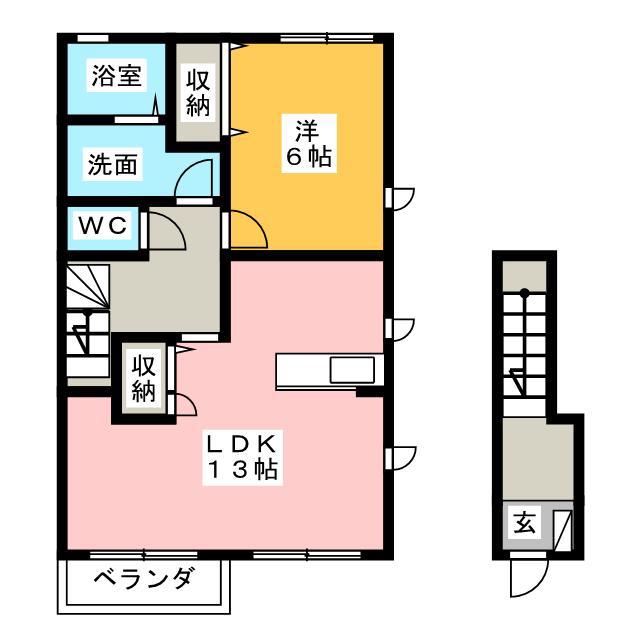 WISTERIA(1LDK/2階)の間取り写真