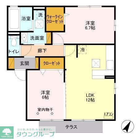 マリンクオーツ(2LDK/1階)の間取り写真