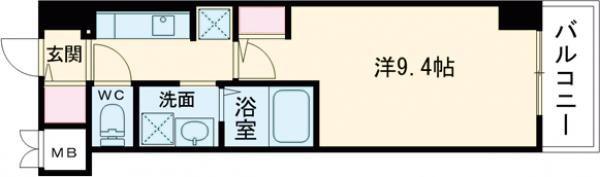 S-RESIDENCE広島駅DILETTO(1K/8階)の間取り写真
