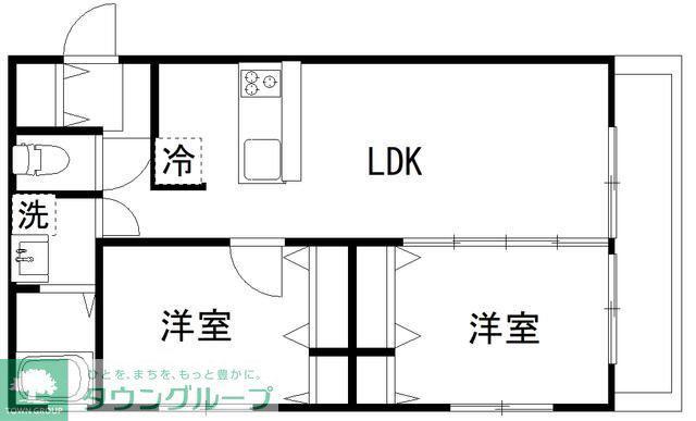 カルディア中央(2LDK/5階)の間取り写真
