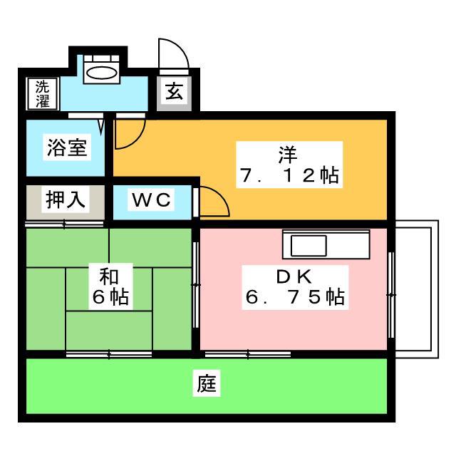 グレイストーエイ I(1LDK/1階)の間取り写真
