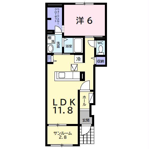 ヴェリ 椎津(1LDK/1階)の間取り写真