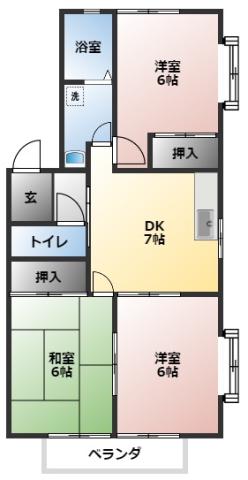 コーポラスシーダ(3DK/1階)の間取り写真