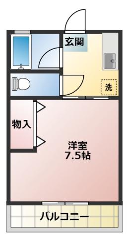 コーポ十字路(1K/2階)の間取り写真