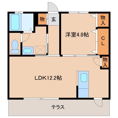 プレールII(1LDK/1階)の間取り写真