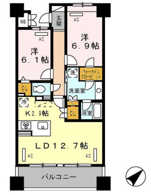 ロイヤルパークス豊洲(2LDK/4階)の間取り写真