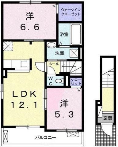 ALMO(2LDK/2階)の間取り写真