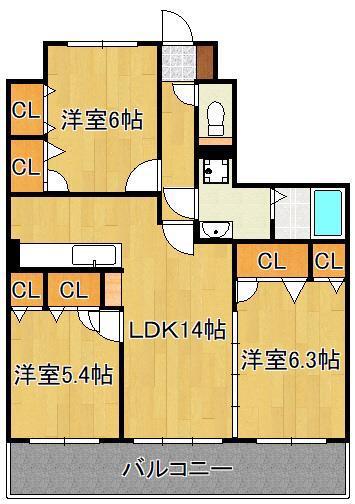ドエルヴィラ本城(3LDK/2階)の間取り写真