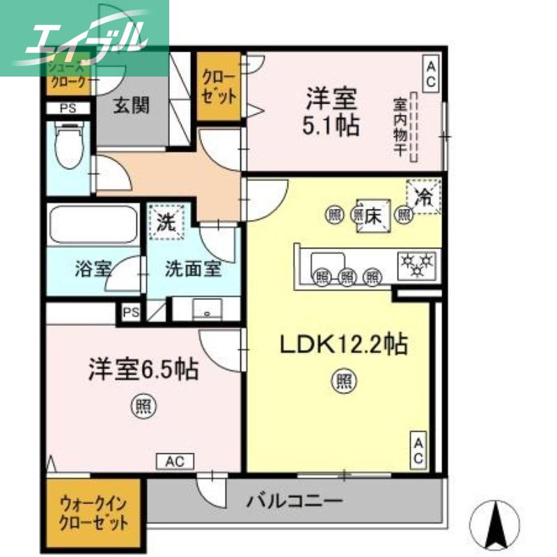 JR山陽本線 北長瀬駅 徒歩13分 3階建 新築(2LDK/3階)の間取り写真