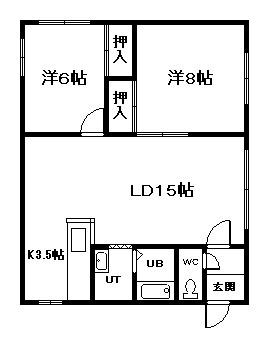 グランディールIII(2LDK/1階)の間取り写真