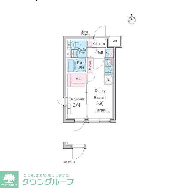 デュオメゾン都立大学(1DK/4階)の間取り写真